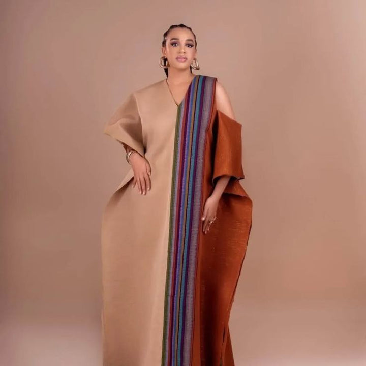 Black and Orange Strip Aso Oke Boubou