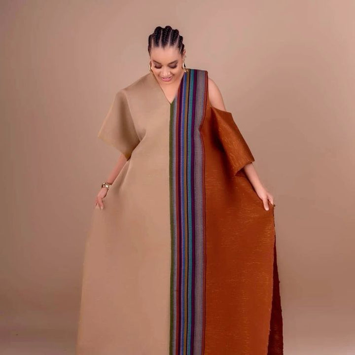 Black and Orange Strip Aso Oke Boubou
