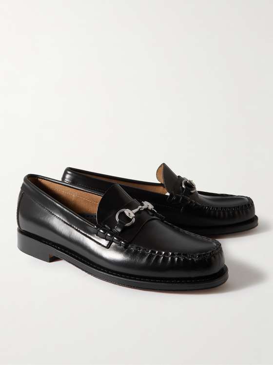 Black Cordovan Leather HorseBit Loafers
